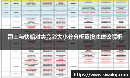 爵士与快船对决竞彩大小分分析及投注建议解析